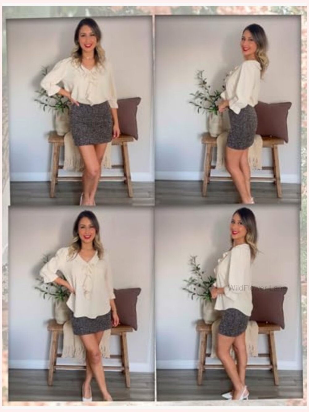 Victorian Ruffle Blouse 3/4 Sleeve V-Neck Business Casual Top Summer Work Shirt - Picture 5 of 6